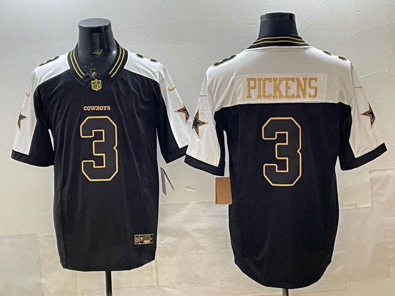 Men 2026 Dallas Cowboys #3 Pickens Black Gold 6th generations Nike Limited NFL Jersey style 01->dallas cowboys->NFL Jersey